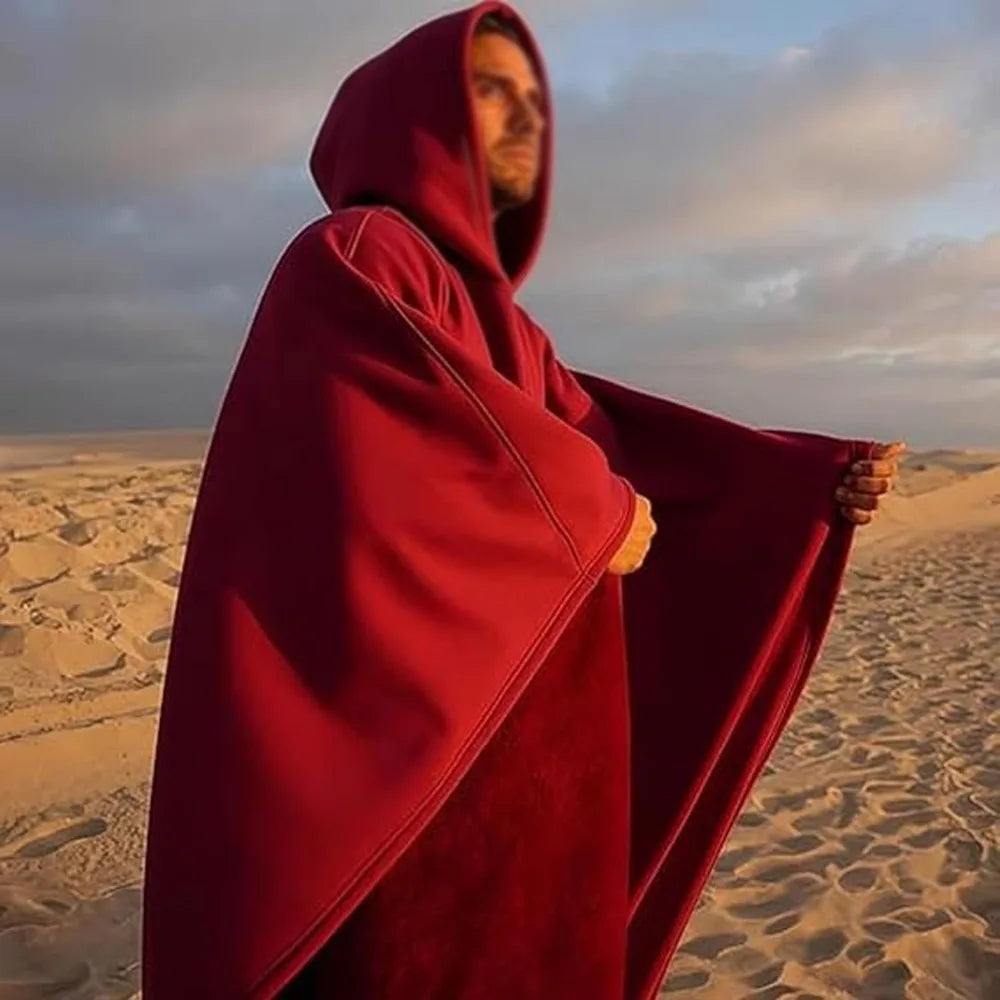 Indio Oversized Punk Cloak Hoodie - Unisex Loose Fit Robe with Hood Solid Color - Unisex Blanket Hoodie Robe