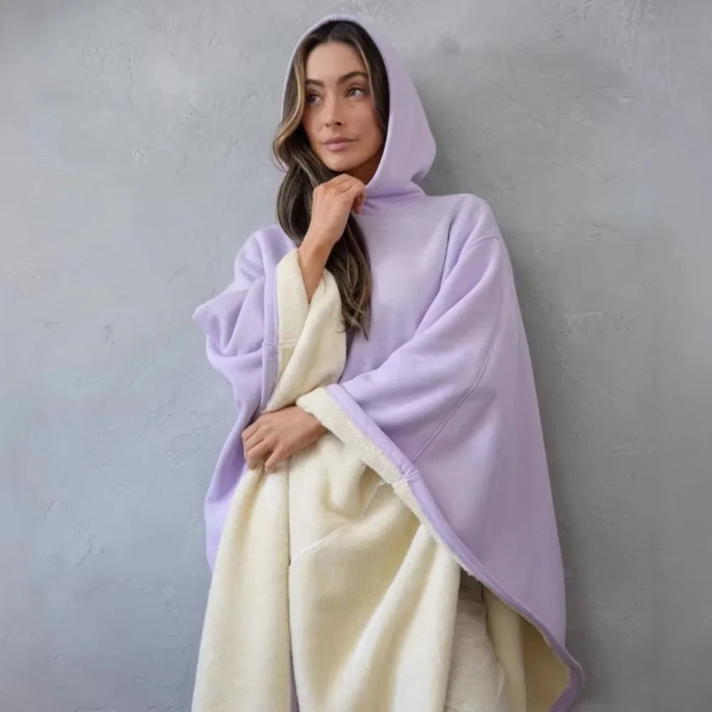 Indio Oversized Punk Cloak Hoodie - Unisex Loose Fit Robe with Hood Solid Color - Unisex Blanket Hoodie Robe